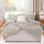 Litanika Oversized King Comforter 120x98, 3 Pieces Linen Lightweight Solid Bedding Comforter Set, All Season Fluffy Bed Set (1 Comforter & 2 Pillowcases)