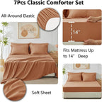 CozyLux Full Size Comforter Sets Pumpkin - 7 Pieces Bed in a Bag Full, Luxury Soft Bed Set for All Seasons, Bedding Set with Down Alternative Comforter, Sheets, Pillowcases & Shams