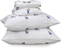 RUVANTI Flannel Sheets Queen Size - 100% Cotton Double Brushed Bed Sheets, Deep Pockets 16 Inches Queen Sheet Set, All Seasons Breathable & Extra Soft - Warm & Cozy, 4 Piece, Puppy Playoff