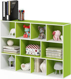 Furinno LUDER Book Shelf, 11-Cube Bookshelf, Reversible Bookcase, 9.4" x 29.1" x 41.7", for Living Room, Bedroom, Home Office, White/Green