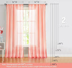 Treatmentex Pompom Sheer Curtain Panels for Living Room Bedroom 52" w x 108" l Blush-Pink Window Curtain Drapes for Baby Girl's Room
