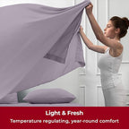 Mellanni Twin XL Sheets Set - 3 PC Iconic Collection Bedding - Hotel Luxury, Extra Soft, Cooling Bed Sheets - Wrinkle, Fade, Stain Resistant (Twin Extra Long, Hazy Lilac)