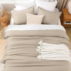 Litanika Comforters Khaki Oversized King Size, 3 Pieces Lightweight Solid Bedding Comforter Set, All Season Fluffy Bed Set (120x98In Comforter & 2 Pillowcases)