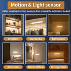 Under Cabinet Lights,88 LED Operated Motion Sensor Light Indoor,2200mAh USB Rechargeable Closet Lights, 4 Pack Magnetic Dimmable Closet Lights，Wireless Under Counter Lights for Kitchen, Stairs