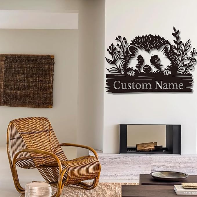 Custom Hedgehog Metal Sign, Personalized Hedgehog Metal Wall Art,Hedgehog Lovers Gift Metal Kid Room Decor,Personalized Hedgehog Lover Name Sign,Kid Nursery Decoration (Hedgehog A)