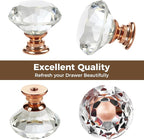 26 pcs Crystal Rose Gold Glass Drawer Pulls 30 mm Decorative Knobs for Kitchen Bathroom Cabinet, Dresser and Cupboard by DeElf