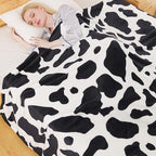 Fleece Cow Print Blanket - Premium Lightweight Anti-Static Bed Cow Throws Soft Cozy Warm Blankets Plush Gift, Bedroom Decor 66" x 90"(Black Cow Twin)