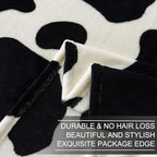 Fleece Cow Print Blanket - Premium Lightweight Anti-Static Bed Cow Throws Soft Cozy Warm Blankets Plush Gift, Bedroom Decor 66" x 90"(Black Cow Twin)