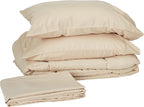 Sweet Home Collection 5 Piece Comforter Set Bag Solid Color All Season Soft Down Alternative Blanket & Luxurious Microfiber Bed Sheets, Beige, Twin XL