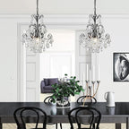 WUZUPS Crystal Chandelier 1-Light Pendant Ceiling Light Modern Lighting Fixture for Bedroom Hallway Bar Kitchen Bathroom, H 15.7" x W 13.8", E12 Base, Black