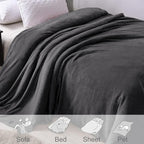 Exclusivo Mezcla Fleece Blanket Twin Size for Bed, Super Soft and Warm, All Season Use, Cozy, Plush, Lightweight, 90x66 Inches, Dark Grey
