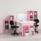 Furinno PASIR Book Shelf, 2-Tier Modern Bookshelf, Open Shelves Bookcase 9" x 12" x 21", for Living Room, Bedroom, Home Office, Pink/White