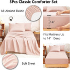 CozyLux Twin XL Comforter Set Blush Pink - 5 Pieces Twin Extra Long Bed in a Bag for College Dorm, All Season Bedding Set for Girls and Boys, Soft Bed Set with Comforter, Sheets, Pillowcase & Sham