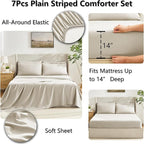 CozyLux Queen Comforter Set Oatmeal, 7 Pieces Bed in a Bag, Oatmeal Comforter Queen Size, All Season Bedding Sets with Stitch Quilted Comforter, Flat Sheet, Fitted Sheet, Pillowcases