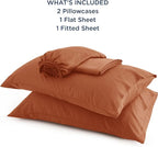 Bedsure Full Size Bed Sheets, Cooling Sheets, Rayon Derived from Bamboo, Breathable & Soft, Deep Pocket Up to 16 Inches, Hotel Luxury Silky Bedding for Hot Sleepers, Burnt Orange