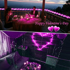 JMEXSUSS 2 Pack Pink Battery Operated Lights Outdoor Waterproof, Each 33ft 100 LED Rope Lights Battery Powered String Lights, 8 Modes Pink Fairy Lights for Valentines Party Garden Decoration