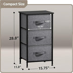 Sorbus Nightstand with 3 Drawers - Bedside Furniture & Night Stand End Table Dresser with Steel Frame, Wood Top, Easy Pull Fabric Bins for Home, Bedroom Accessories, Office & Dorm