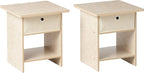 Furinno Dario End Table / Side Table / Night Stand / Bedside Table with Bin Drawer, 2-Pack, Cream Faux Marble/Ivory
