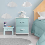 Sorbus Nightstand with 2 Drawers - Kids Bedside Furniture End Table Night Stand - Steel Frame, Wood Top & Easy Pull Fabric Bins - Dresser & Chest for Home, Bedroom Accessories, Office & College Dorm