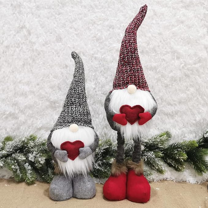 Valentine's Day Wedding Day Gnome Plush Decoration - Retractable Leg Table Ornament for Festive Home Party Decor Gift