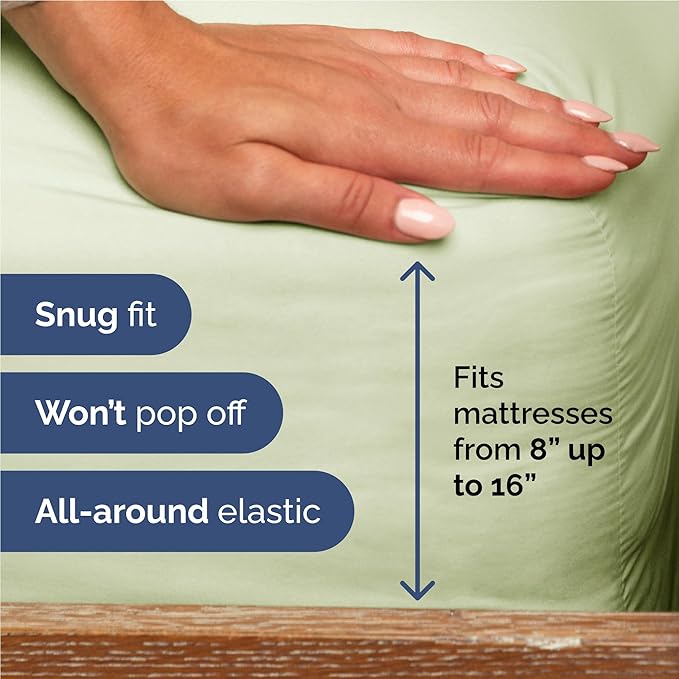 Twin XL 4 Piece Sheet Set - Comfy Breathable & Cooling - Ultra Soft Hotel Luxury Bedding Set w/ 8-16 Inch Deep Pockets - 1 Flat & 1 Fitted Sheet & 2 Pillowcases - Wrinkle Free & Easy Care - Light Sage