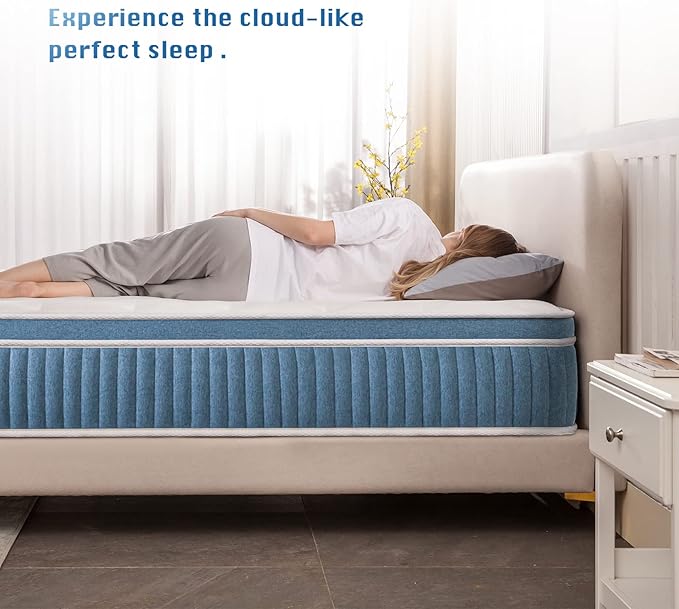Rimensy Queen Mattress, 12 Inch Hybrid Mattress in a Box, Gel Memory Foam Mattress, Individually Wrapped Pocket Coils, Quality Comfort and Adaptive Support - Breathable, 60"*80"*12"