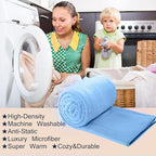 Soft Travel Size Throw for All Season Warm Fuzzy Microplush Lightweight Thermal Fleece Summer Autumn Fall Winter Spring Blankets for Bed Couch Sofa,50x60 Inches,Washed Blue
