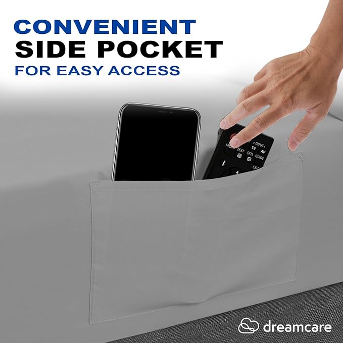 DREAMCARE Full Size Sheets - Cooling Bed Sheets - 4pcs Set - up to 15" Deep Pocket Full Sheet Set - Sheets Full Size Bed - Soft & Long Lasting 100% Fine Brushed Polyester with Side Pocket - LightGray