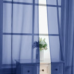 OVZME Royal Blue Sheer Curtains 84 Inches Long 2 Panels - Soft Light Filtering Window Sheer Panels for Living Room/Bedroom, Top Dual Rod Pocket, 1 Pair, Each 42Wx84L Inches
