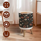 Small Trash Can with Lid Bear Forest Bunny Rabbit Furry Animals Watercolor Flowers Scandinavian Garbage Bin Pet Proof Waste Basket for Kitchen Bathroom Office Bedroom Decorative 1.8 Gallon