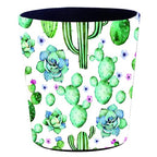 10L/2.64 Gallon PU Leather Trash Can, Decorative Waterproof Wastebasket Dustbin Garbage Bin for Home Office Bathroom - Cactus B