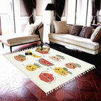 Boho Nursery Rug Cute Funny Fruits Characters Pear Banana Scandinavian Chic Area Rug Washable Rug Meditation Mat Minimalist Home Decor for Living Room Bedroom Playroom Classroom