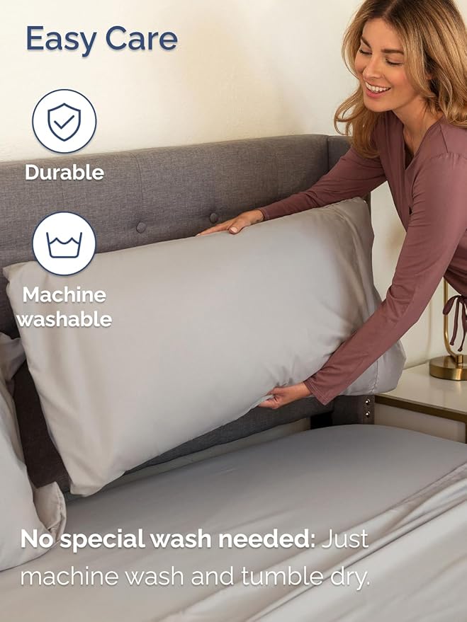 Extra Deep Cal King Sheet Set - 6 Piece Breathable and Cooling Sheets - Hotel Luxury Bed Sheets Set - Easy Fit - Soft, Wrinkle Free and Comfy Sheets Set - Light Grey Sheet Set with Extra Deep Pockets