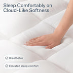 Cloud-Like Full Size Mattress Topper - 100% Cotton Top Mattress Pad for Back Pain Relief - Breathable & Naturally Cooling for Hot Sleepers, White