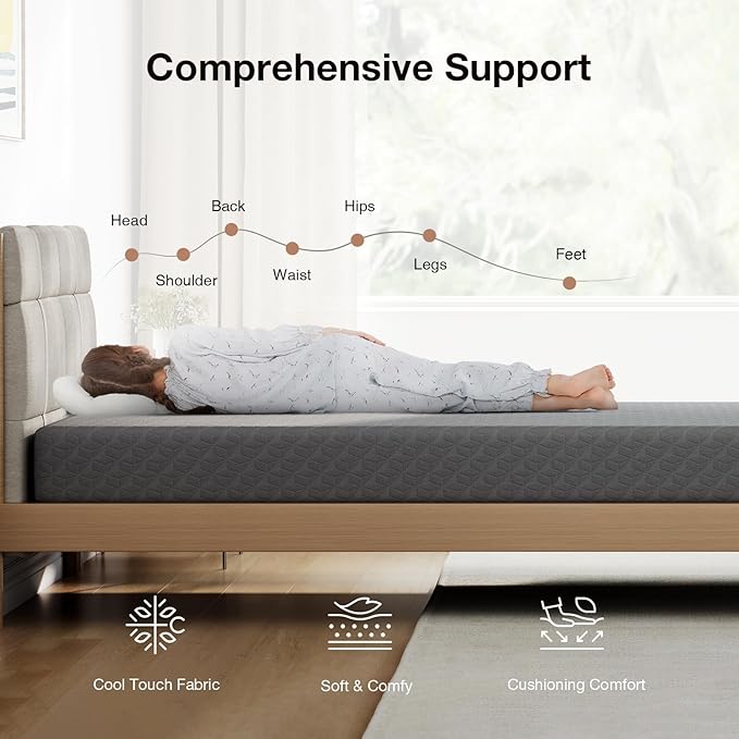 Novilla Twin Mattress for Kids, 5 Inch Twin Size Mattresses with Gel-Infused Memory Foam & Pressure-Relieving Foam for Cool Touch & Edge Support Mattress in a Box CertiPUR-US Certified