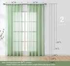 Treatmentex Sage Green Sheer Curtains for Kids-Room 63 inches Slub Textured Pom Pom Window Drapes for Bedroom Sage 52" W x 2 Panels Rod Pocket