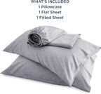 Bedsure Cooling Sheets Twin, Rayon Derived from Bamboo, Cooling Sheets, Breathable & Soft, Deep Pocket Up to 16 Inches, Hotel Luxury Silky Bedding for Hot Sleepers, Silver Grey