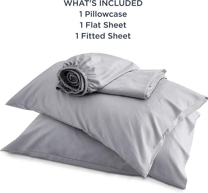 Bedsure Cooling Sheets Twin, Rayon Derived from Bamboo, Cooling Sheets, Breathable & Soft, Deep Pocket Up to 16 Inches, Hotel Luxury Silky Bedding for Hot Sleepers, Silver Grey