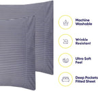 Full Size Bed Sheets - 6 Piece 1500 Supreme Collection Fine Brushed Microfiber Deep Pocket Full Sheet Set Bedding - 2 Extra Pillow Cases, Great Value, Full, Classic Stripe Navy