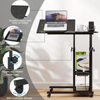 Hadulcet Adjustable C Table with Charging Station, Tiltable Desk C Shaped End Table for Couch, Over Bed Stand with Wheels Adjustable Height, Hospital Table Laptop Stand Drawing Desk, Black