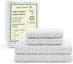 LANE LINEN Sustainably Produced 100% Organic Cotton Queen Sheet Set, Soft & Comfy Fully Elasticized Printed Bedding Sheets & Pillowcase Set, 15" Deep Pocket Queen Sheets- Haze Grey