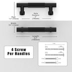 10 Pack Matte Black Knurled Cabinet Pulls 3 Inch(76mm) Kitchen Cabinet Handles Solid Zinc Alloy Cabinet Hardware Drawer Pulls