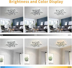 Garwarm LED Ceiling Light, Dimmable Modern Flower Shape Flush Mount Ceiling Lamp, 75W Acrylic Petals Ceiling Chandelier Lighting with Remote Control for Living Room Bedroom Dining Room (Black)
