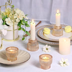 12pcs Gold Glass Candlestick Holders, Taper Candle Holders Tea Light Candle Holder for Wedding Centerpieces Table Decorations, Votive Candle Holders for Table Decor