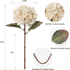 Artificial Flower Fake Silk Hydrangea Heads Bouquet with Stems Bulk for Fall Decoration Table Center Christmas Indoor Outdoor Faux Floral Realistic with Leaves Plants Crafts 8PCS(White)