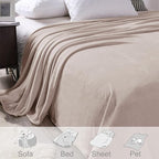 Exclusivo Mezcla Fleece Blanket King Size for Bed, Super Soft and Warm, All Season Use, Cozy, Plush, Lightweight, 120x120 Inches, Light Grey