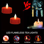 Tea Light Candles with Remote Control,Flickering Flameless LED Candle,Long Lasting 400+Hours,Battery Operated with Timer for Home Decoration Seasonal &Festival Celebration Red (5pcs)