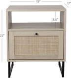 Nathan James Mina Side, End or Accent Table in a Natural Oak Wood Finish & Matte Black Accents with Storage for Living Room or Nightstand for Bedroom, Oak/Black, Set of 2
