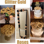 Black and Gold Flowers Artificial Roses for Centerpieces, 50PCS Fake Flowers for Wedding Decorations Bouquets Baby Shower Centerpieces Home Decor Arrangements Party