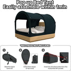 Alvantor Canopy Bed Dream Privacy Space Full Sleeping Tents Indoor Pop Up Portable Frame Curtains Breathable Grey Cottage (Mattress Not Included) Reducing Light, Charcoal (2006)